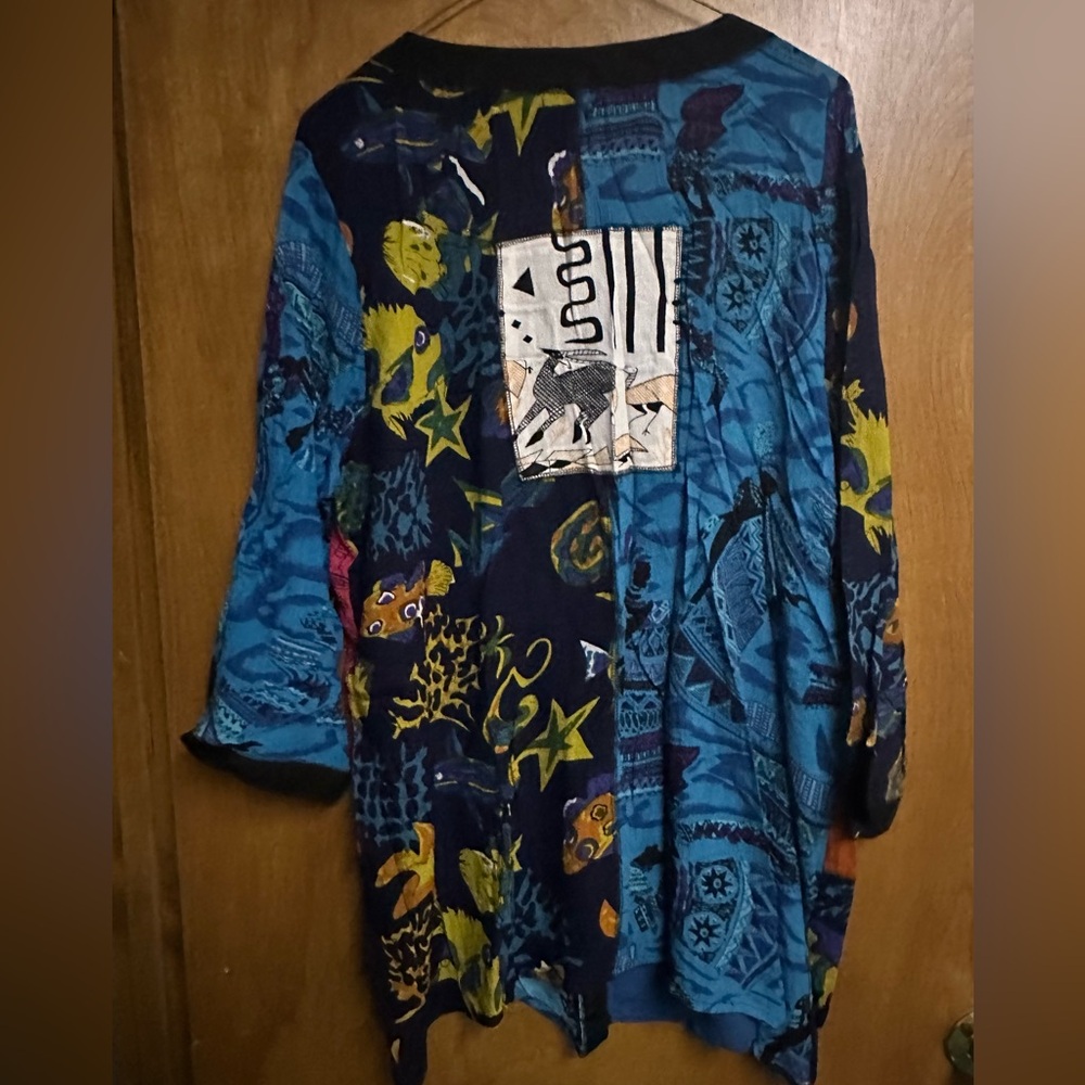 la cera Colorful Patchwork Button-Up Top NWT - Picture 5 of 5